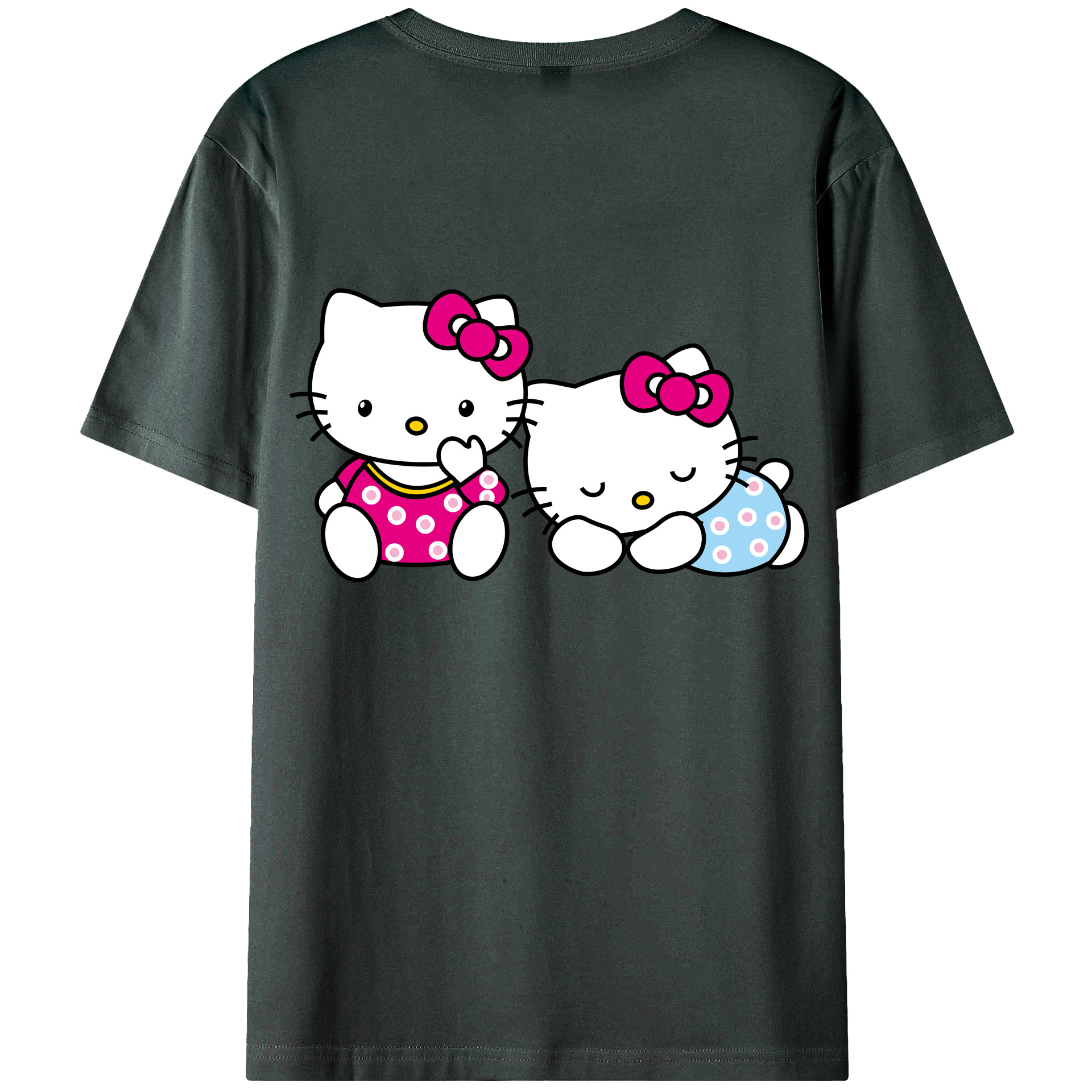 （画像用） Hello Kitty ハローキティ 綿100％ メンズ半袖Tシャツ（バックプリント） 通気性